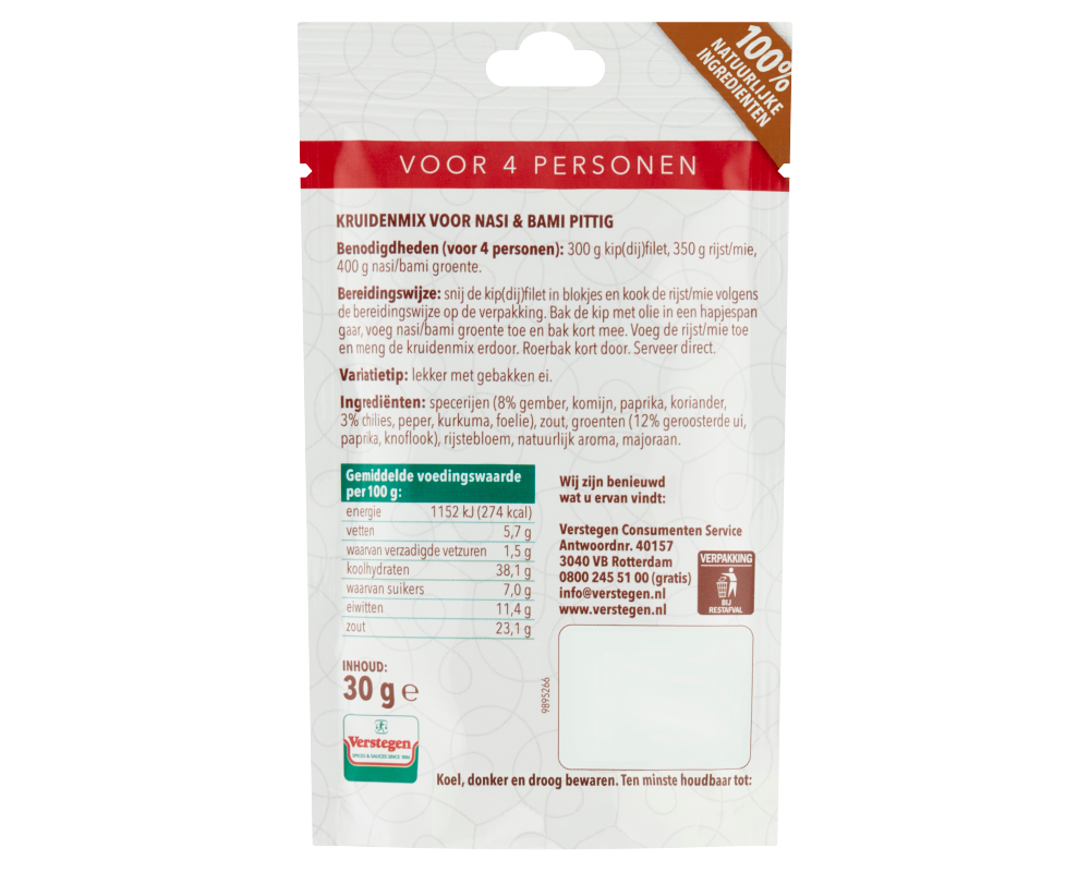 Kruidenmix voor Nasi & Bami pittig (4 personen) - Zakje