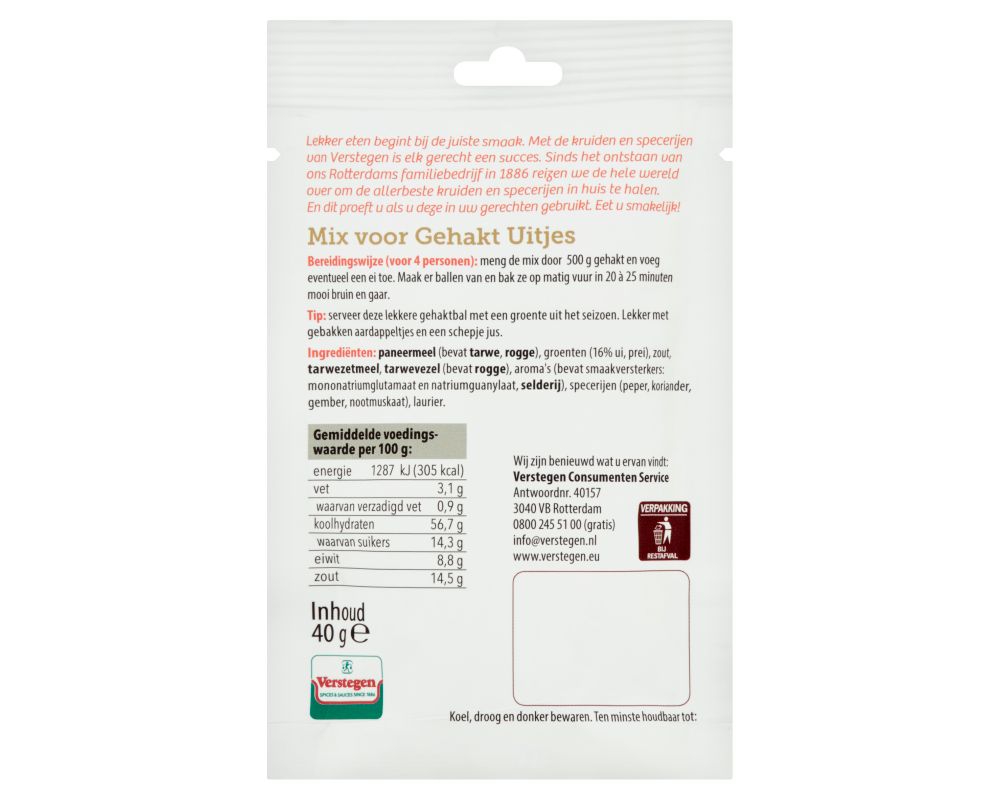 Mix voor Gehakt Uitjes - vertrouwde receptuur - Zakje