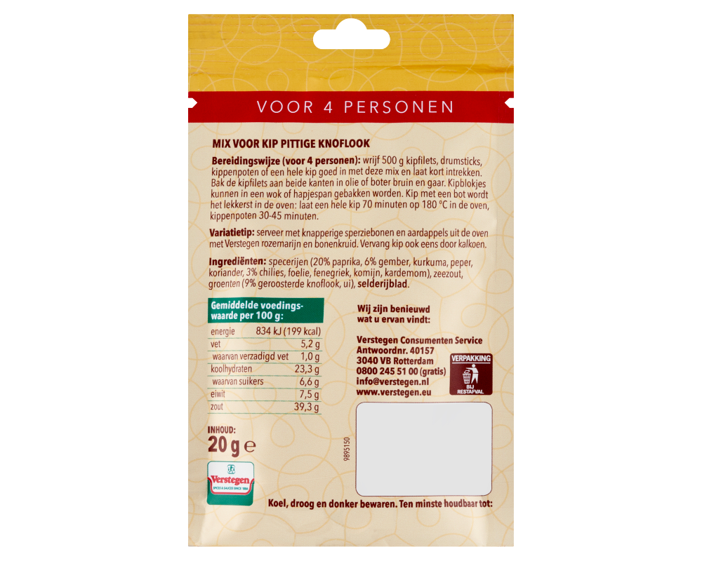 Mix voor Kip Pittige Knoflook - Zakje