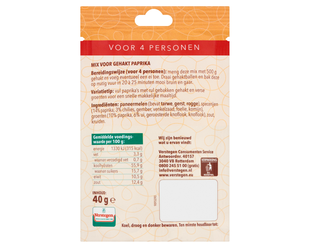 Mix voor Gehakt Paprika - Zakje