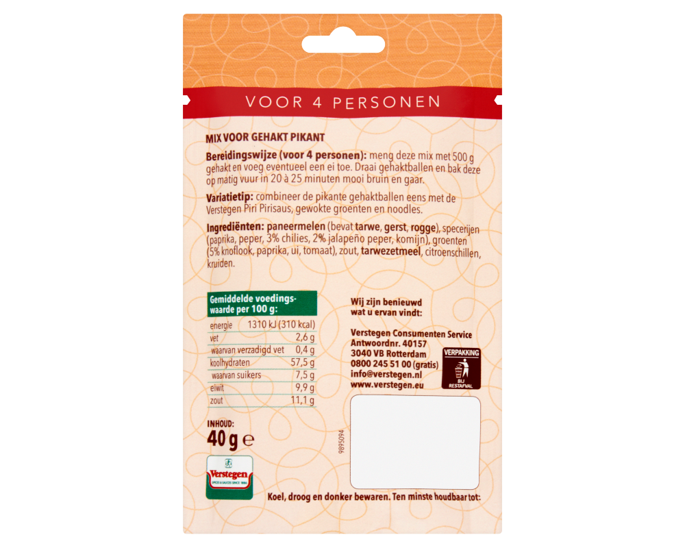 Mix voor Gehakt Pikant - Zakje