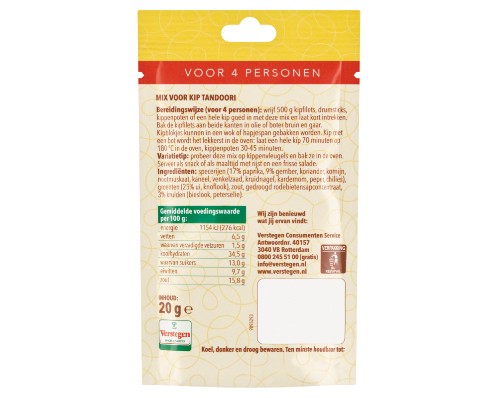 Mix voor Kip Tandoori - Zakje