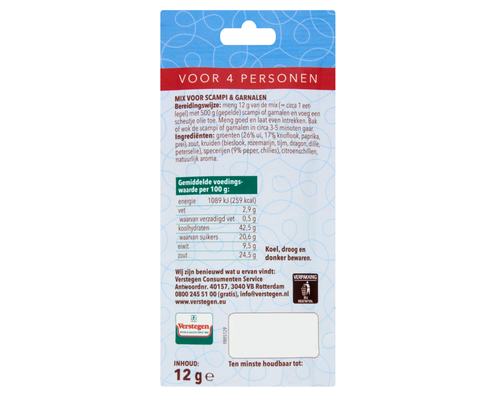 Mix voor Scampi & Garnalen - Zakje