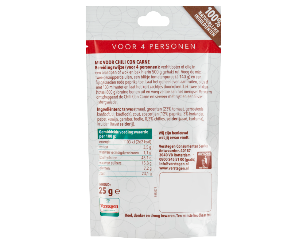 Kruidenmix voor Chili con Carne (4 personen) - Zakje