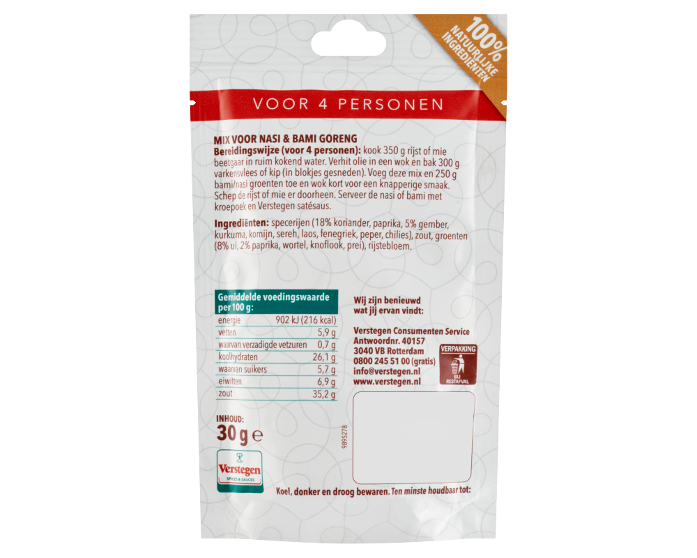 Mix voor Nasi & Bami Goreng (4 personen) - Zakje