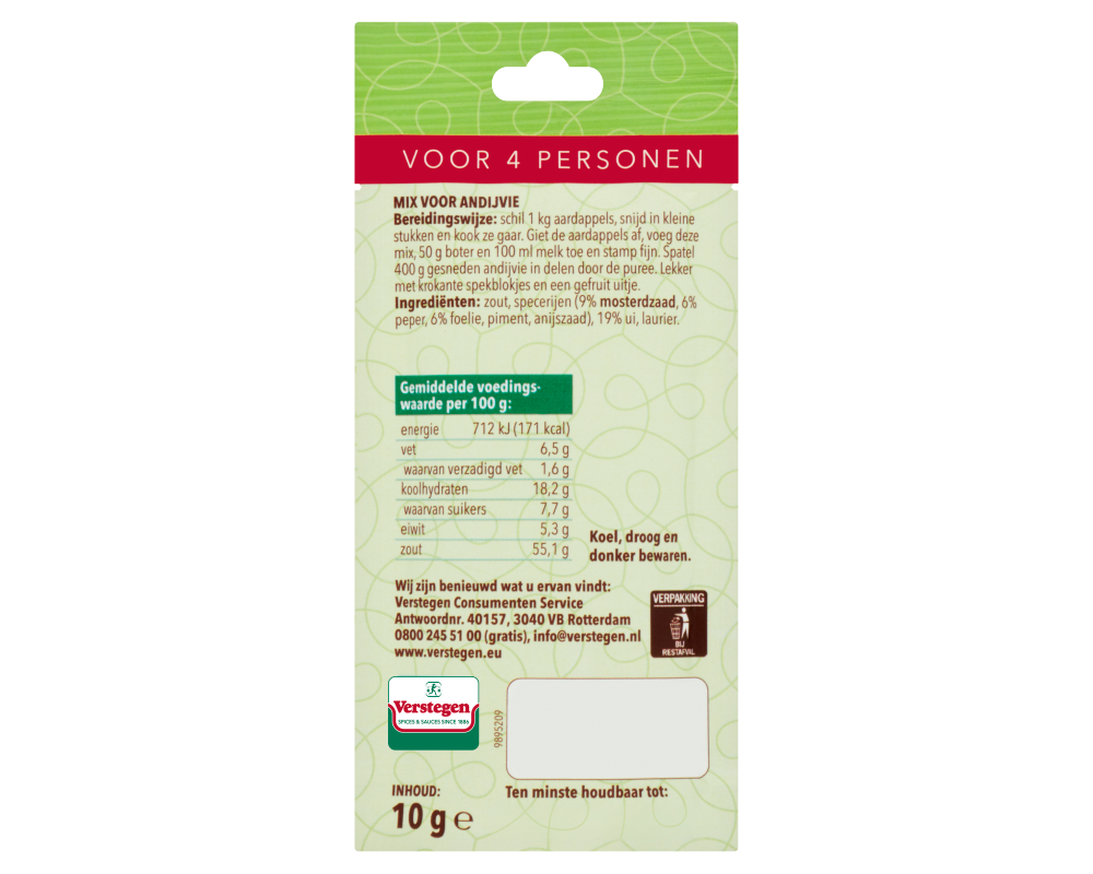 Mix voor Stamppot Andijvie - Zakje