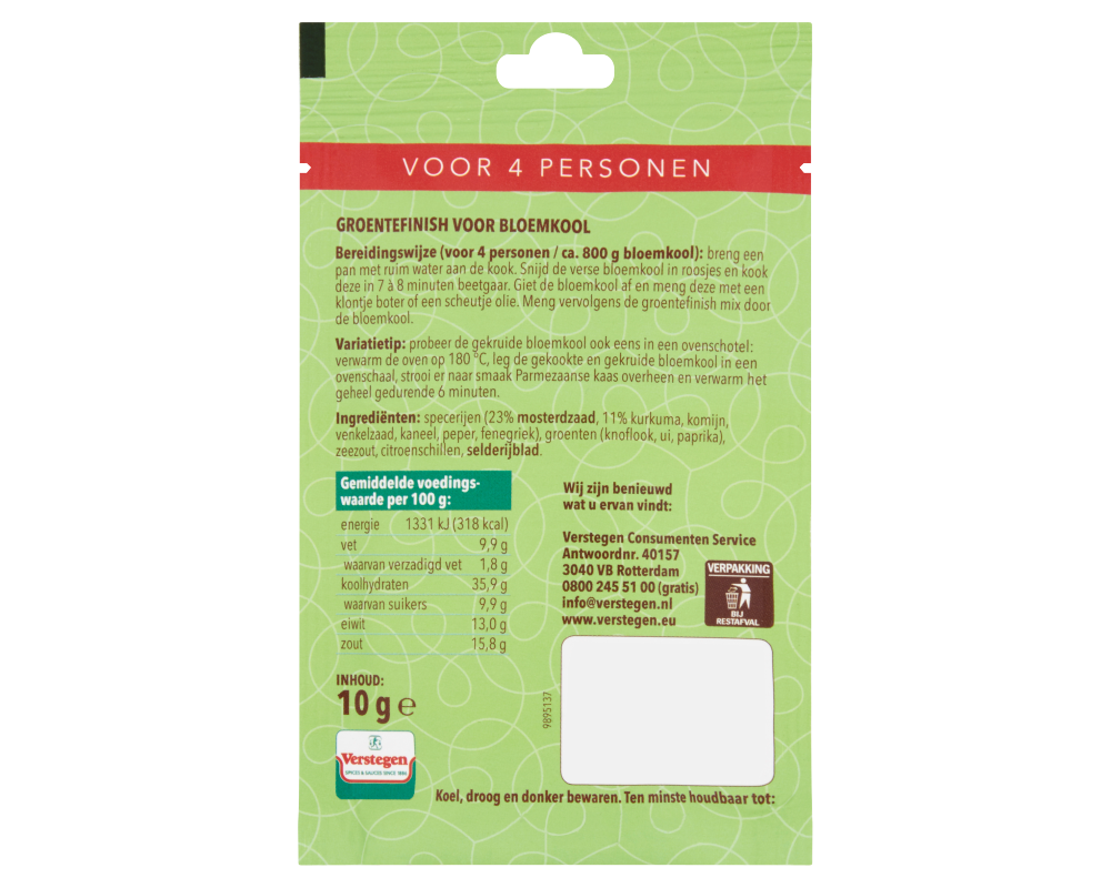 Groentefinish Mix voor Bloemkool - Zakje