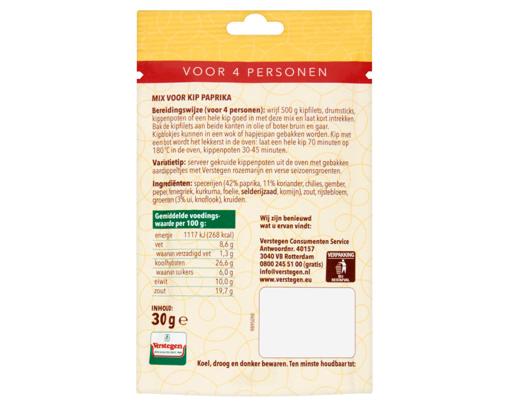Mix voor Kip Paprika - Zakje